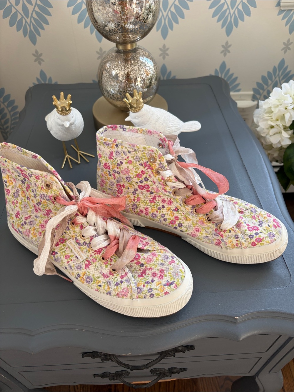 Loveshackfancy x SuperGA Floral High-Top Sneakers - Pink Multi size 40